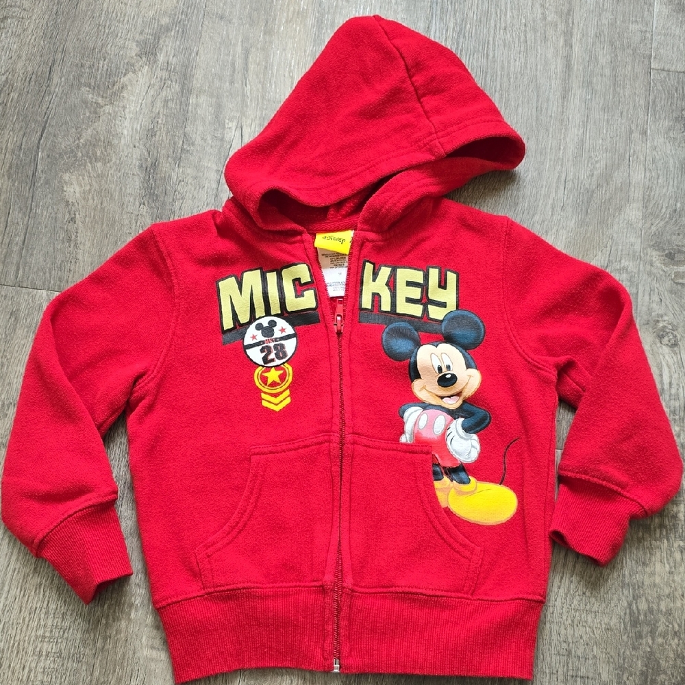 Disney Mickey Mouse Red 3T Kids Full-Zip Hoodie